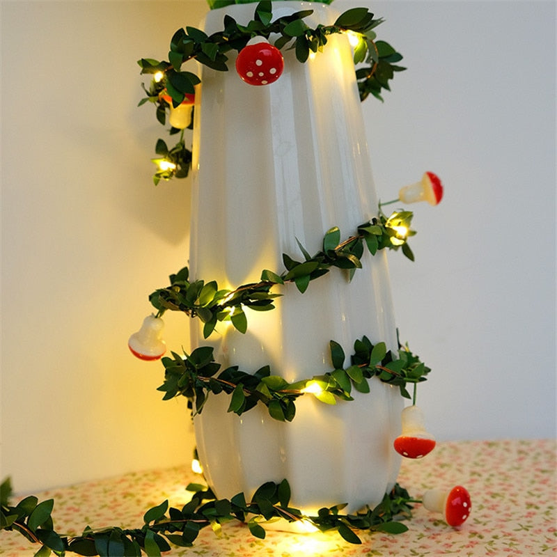 Flower Green Leaf String Lights