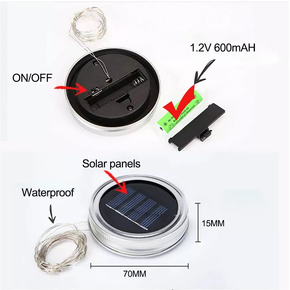 Solar Power Mason Jar Lid Lights