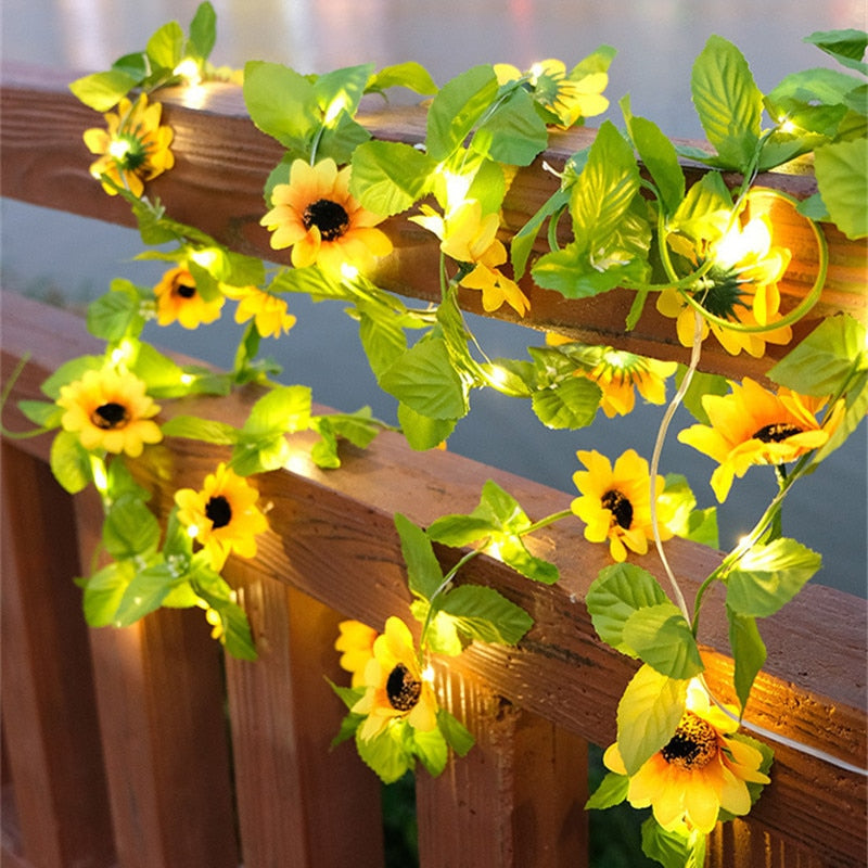 Flower Green Leaf String Lights