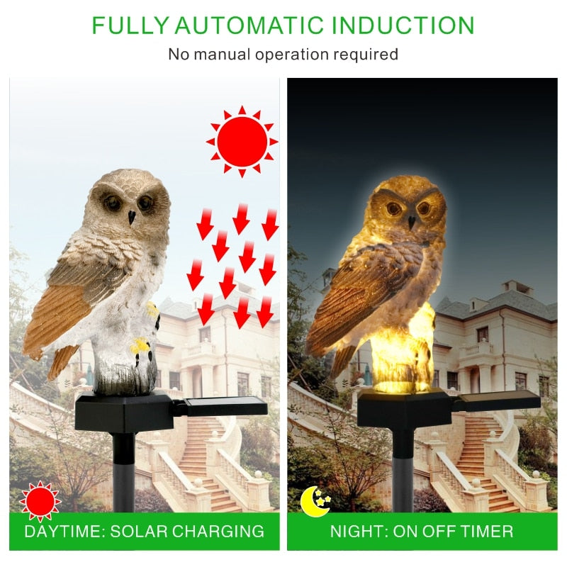 Solar Owl Garden Light Outdoor LED Lawn Lamp