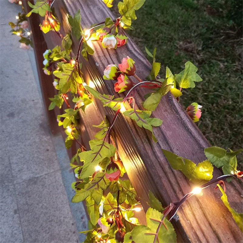 Flower Green Leaf String Lights